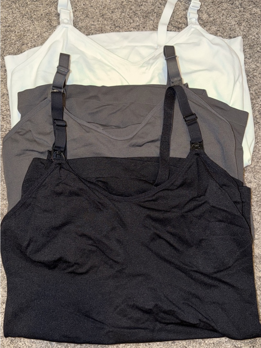 Women’s Adjustable-Strap Cami Tank Top – White, Gray, Black